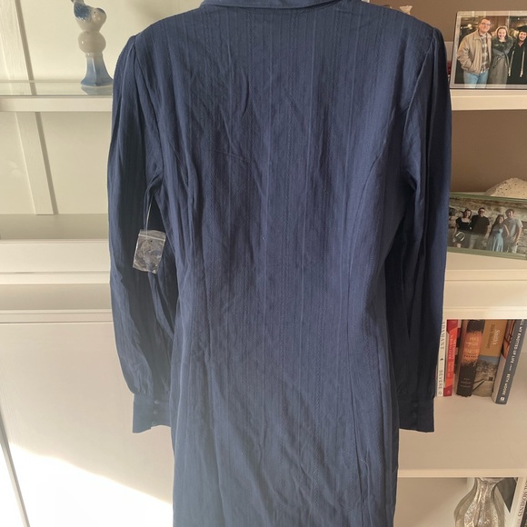 NWT ModCloth cotton blend navy mini dress Victorian inspired buttons size 10 M L - Picture 5 of 7
